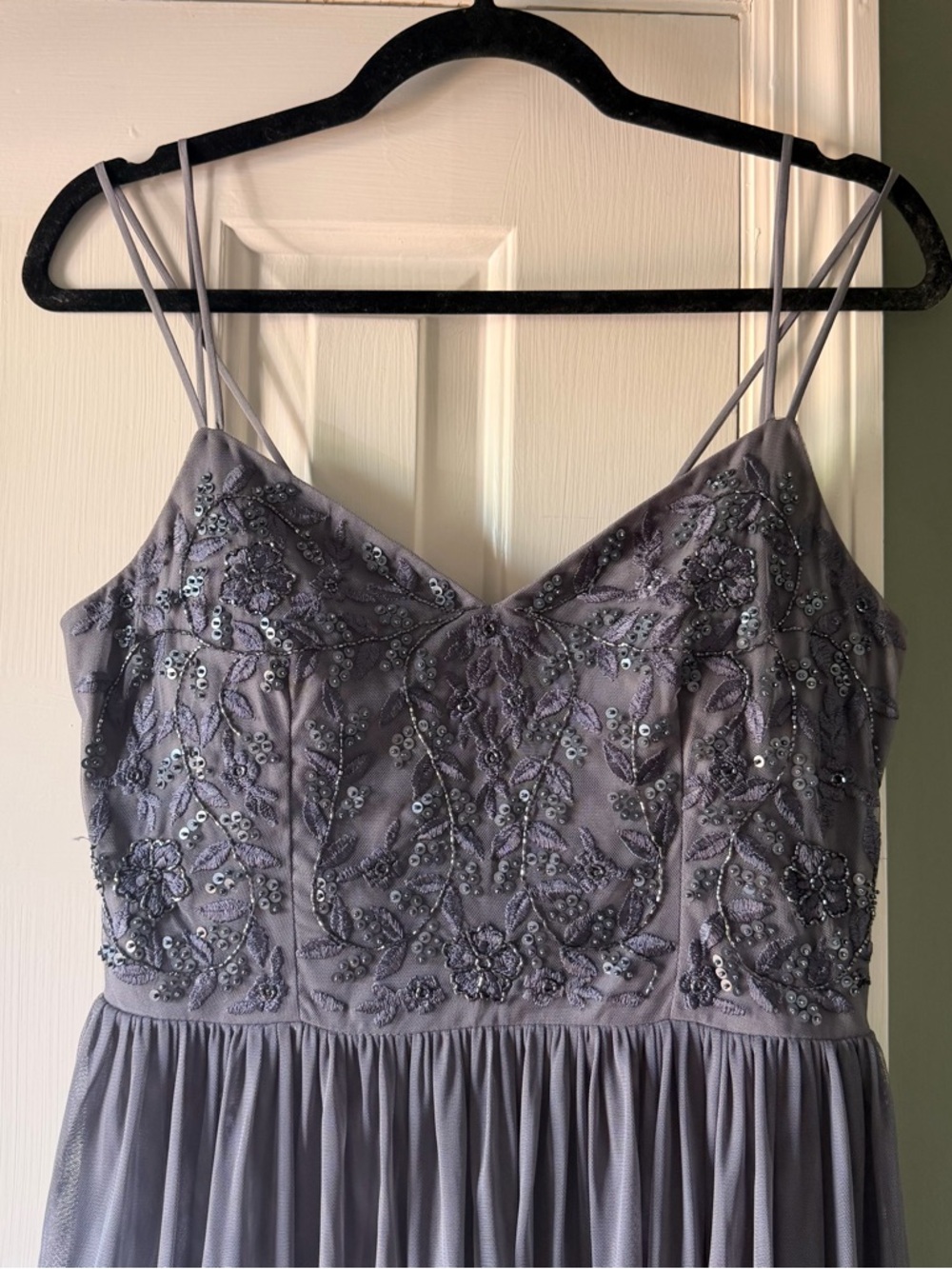 Anthropologie x BHLDN Elowen Embellished Maxi Dress Steel Sz 6 - Picture 4 of 8